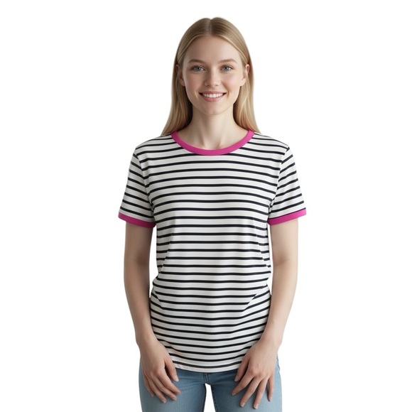 Banana Republic Tops - Banana Republic Horizontal Stripe Crew Neck Short Sleeve Signature Tee Size M